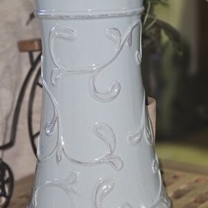 Sky Blue Embossed Vase